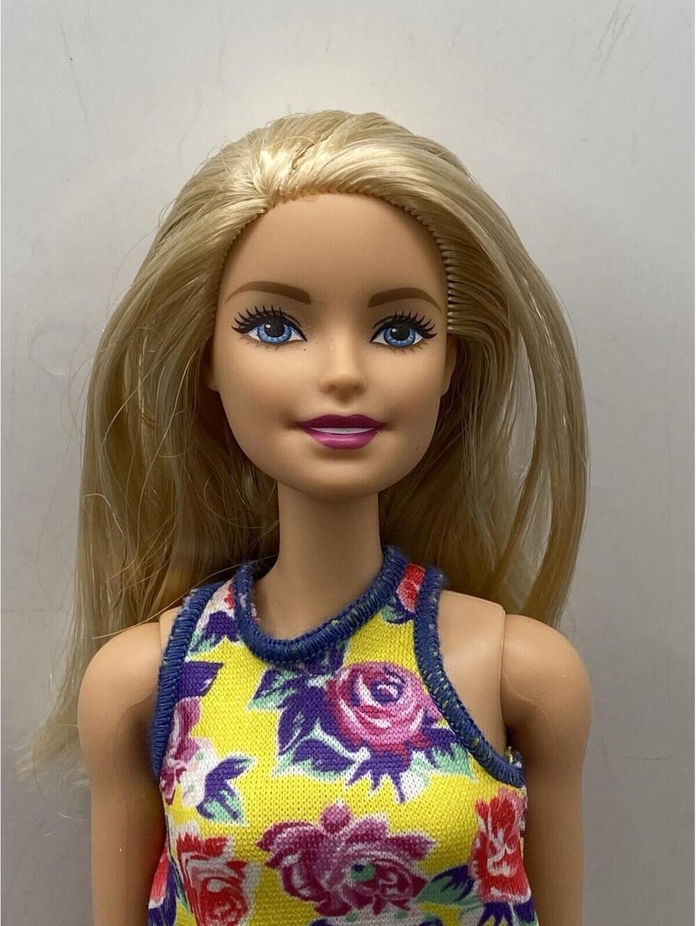 Barbie GHV92 Blonde Blue Eyes Yellow Floral Dress B14